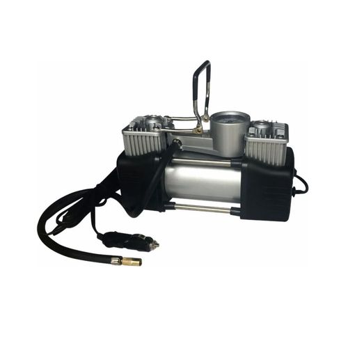 Compresor de Aire para Carro 150PSI DC12V 25A con Manguera, Enchufe de Cigarrillo y Caja de Herramientas – Plateado