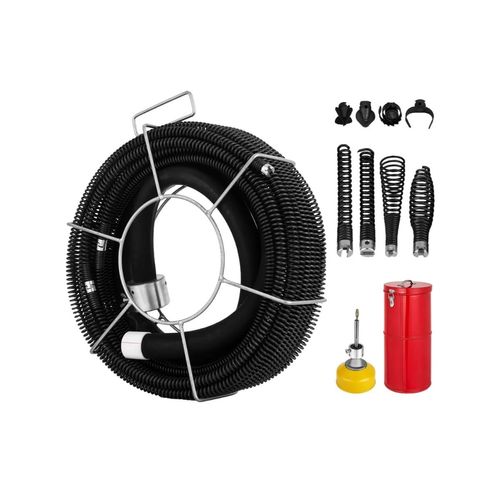 Máquina Eléctrica de Drenaje 500W – 400 RPM, 30 m de Alcance, para Tuberías de 20–125 mm, con Espiral y Cables de Resorte