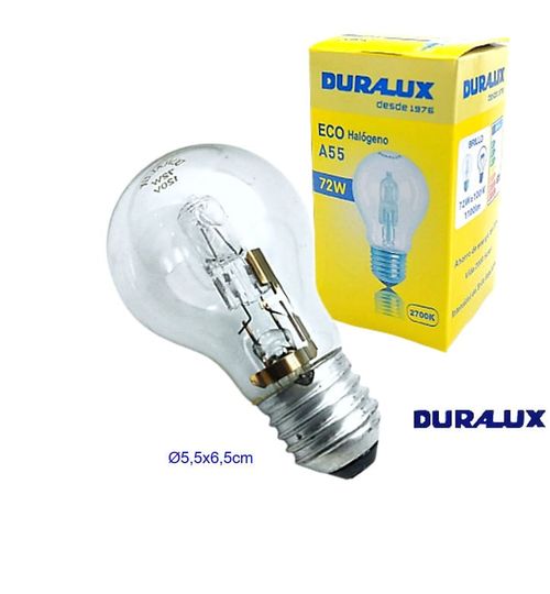Bombillo Ecohalogeno A55 72W DURALUX